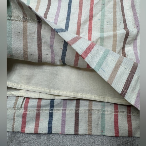Madewell Button Slit Flecked Nebs Stripe Pearl Ivory Rainbow Midi Skirt Size 4 - Picture 8 of 16